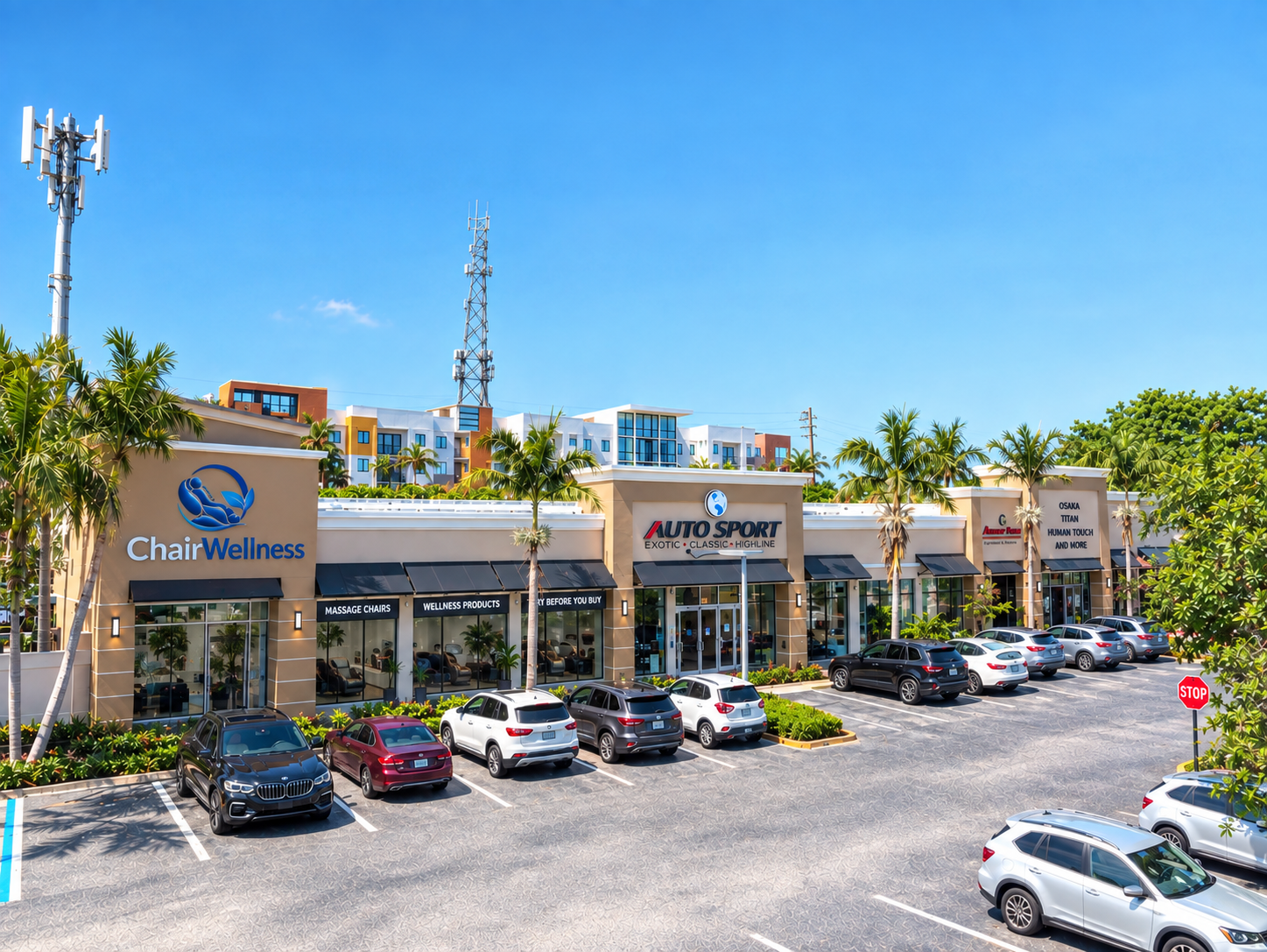 ChairWellness showroom reference at The Shoppes at University Park in Boca Raton, Florida