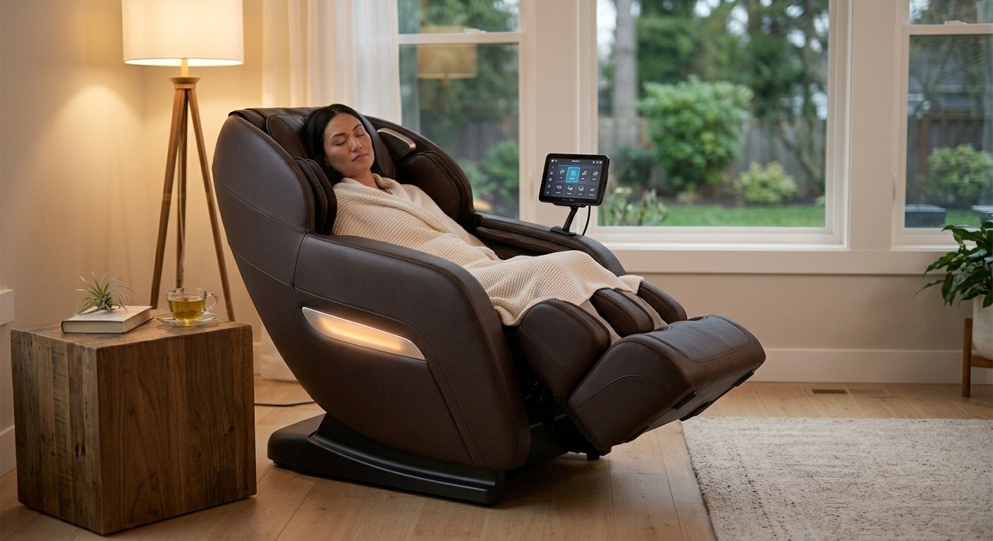 Person relaxing in a ChairWellness massage chair
