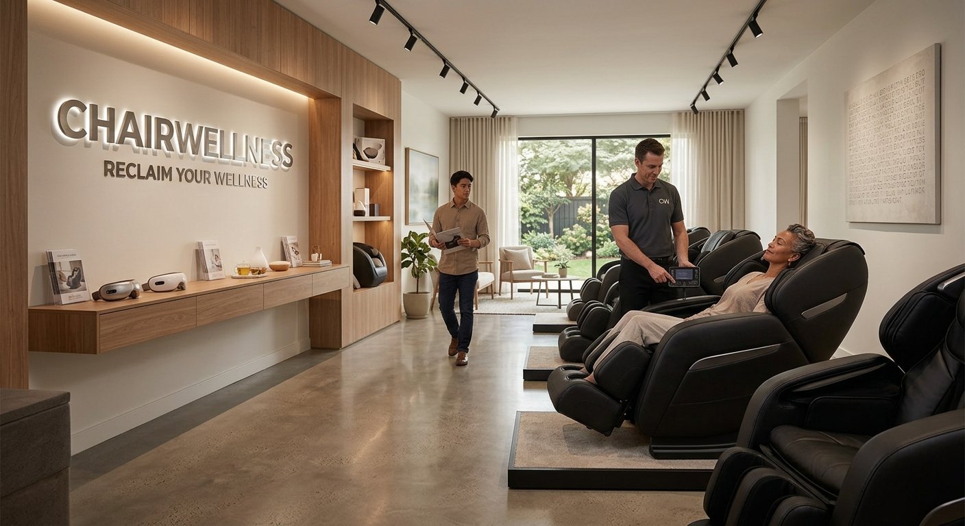 Person relaxing in a premium massage chair